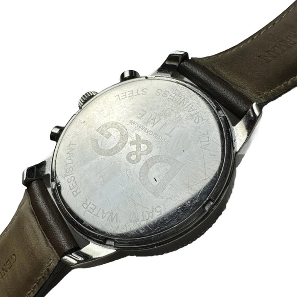 D&G Time Watch Dolce & Gabbana Stainless Watch With Brown Leather Armani Strap - Picture 4 of 6